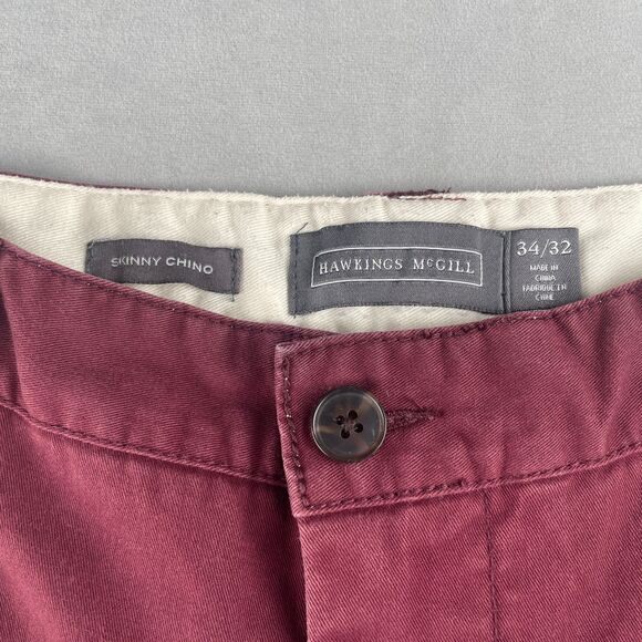 Hawkings McGill Pants Mens 34x32 Red Straight Stretch Mid Rise Casual 5-Pocket - Picture 7 of 8